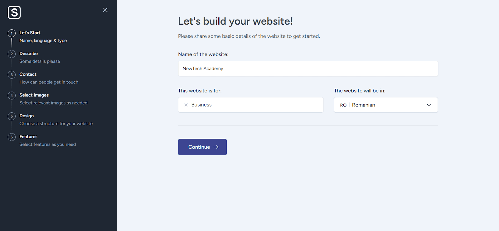 creaza un site